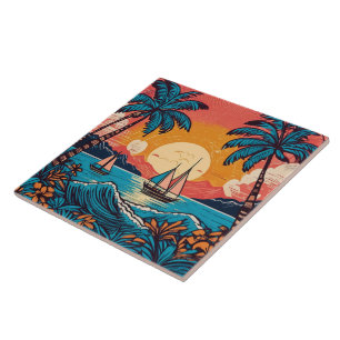 Cerâmica Azulejo de arte tropical e havaiana