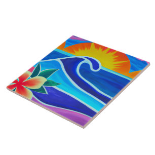 Cerâmica Azulejo de arte tropical e havaiana