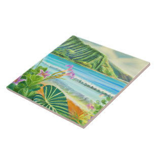 Cerâmica Azulejo de arte tropical e havaiana
