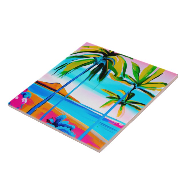 Cerâmica Azulejo de arte tropical e havaiana (Lateral)