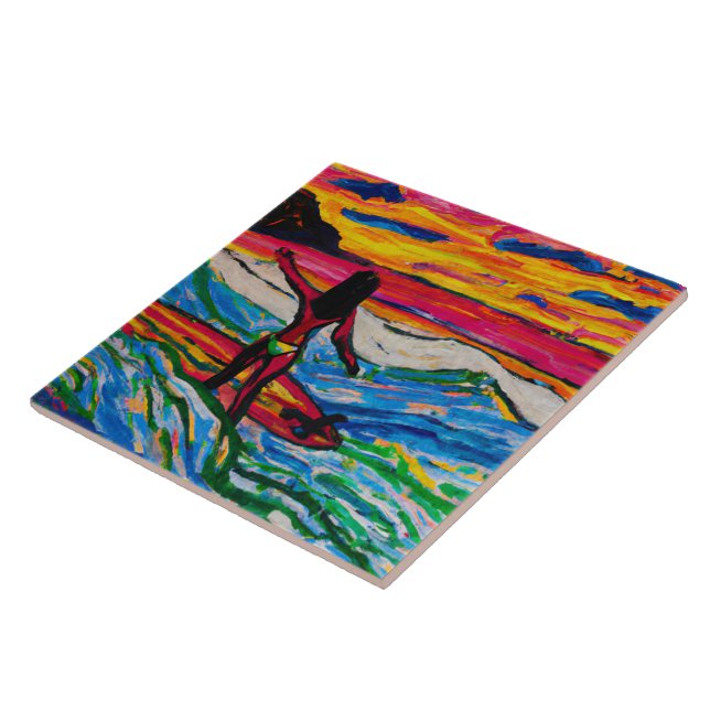 Cerâmica Azulejo de arte tropical e havaiana (Lateral)