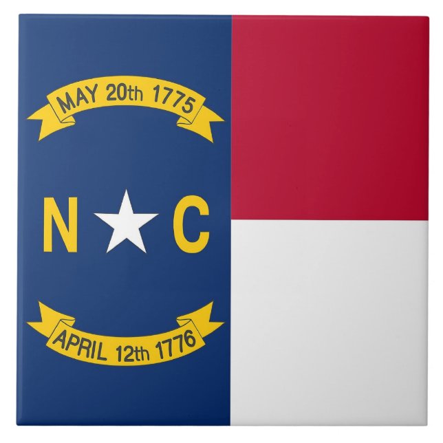 Cerâmica Azulejo de bandeira do Estado da Carolina do Norte (Frente)