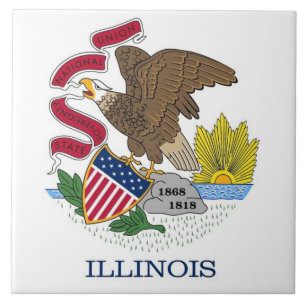 Cerâmica Azulejo de Bandeira do Estado de Illinois