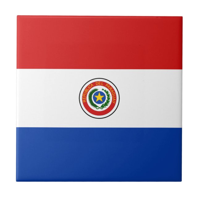 Cerâmica Azulejo de Bandeira do Paraguai (Frente)