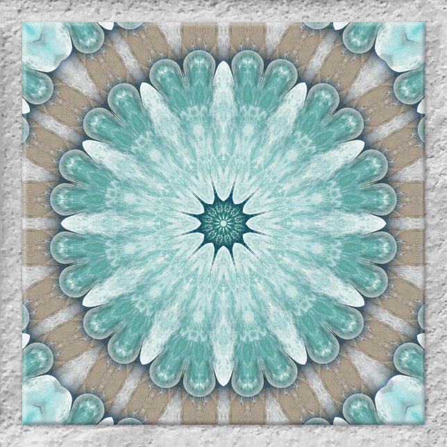 Cerâmica Azulejo de Banheiras Geométricas Cerâmicas das Est (Tile featuring an original geometric floral sea star design based on images of the beach and ocean)