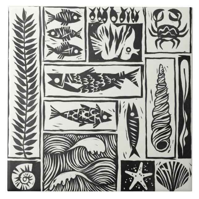 Cerâmica Azulejo de Banho Decorativo Marítimo (Frente)