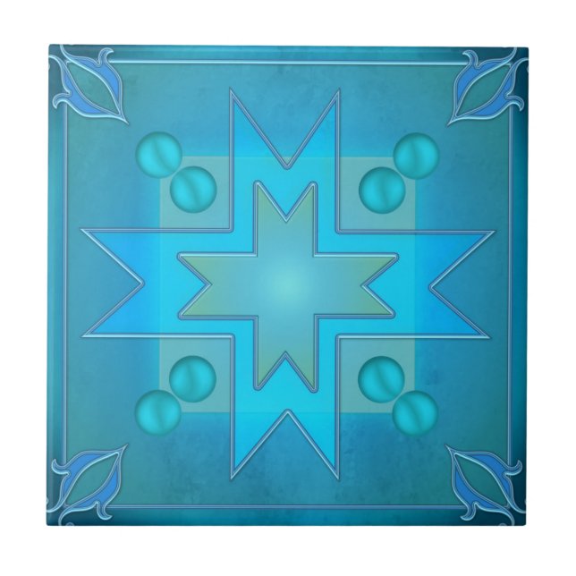 Cerâmica Azulejo de Banho Design Geométrico Azul Teal (Frente)