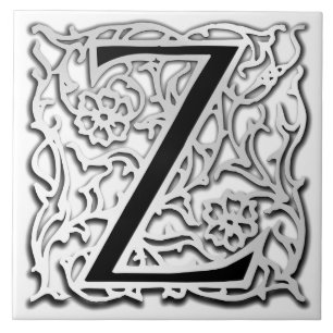 Cerâmica Azulejo de Besque prata" do monograma de Z da "