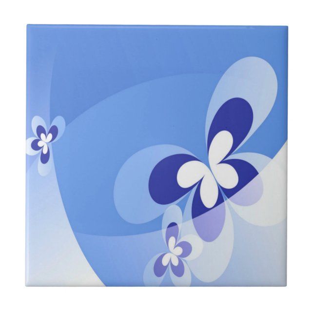 Cerâmica Azulejo de Borboletas Azul (Frente)