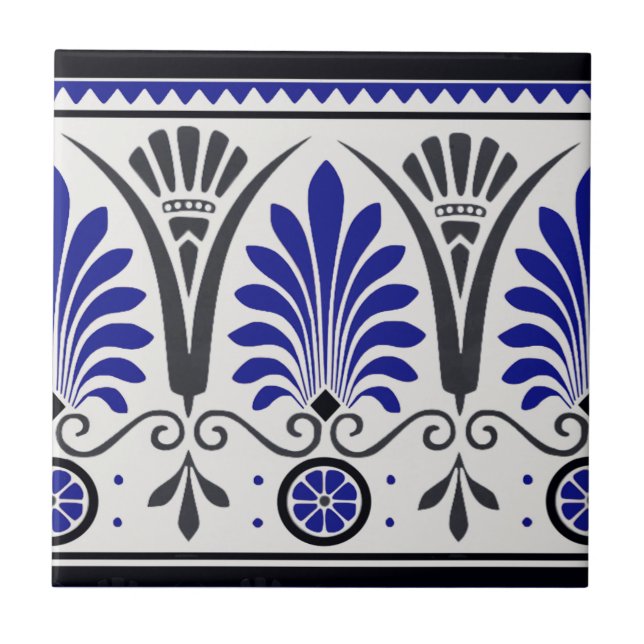 Cerâmica Azulejo de Borda Azul e Preto de Cobalto (Frente)