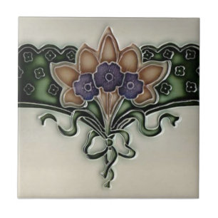Cerâmica Azulejo de Borda do Buquê Violeta Antiquado Vitor
