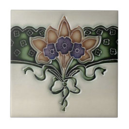Cerâmica Azulejo de Borda do Buquê Violeta Antiquado Vitori