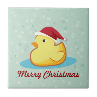 Cerâmica Azulejo de borracha amarelo do duckie do Feliz