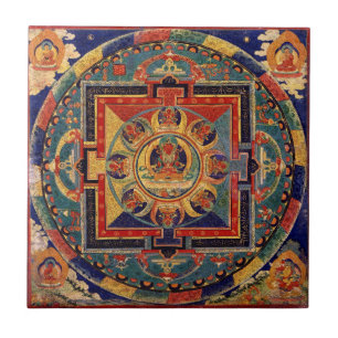 Cerâmica Azulejo de Buda Mandala Antique Tibetano Thanka