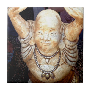 Cerâmica azulejo de buda sorridente