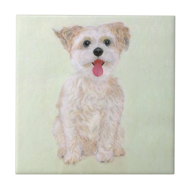 Cerâmica Azulejo de Cachorro Morkie (Frente)