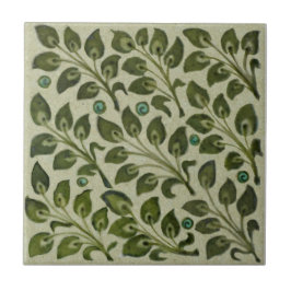 Cerâmica Azulejo De Campo Foliar Verde Repro De Morgan