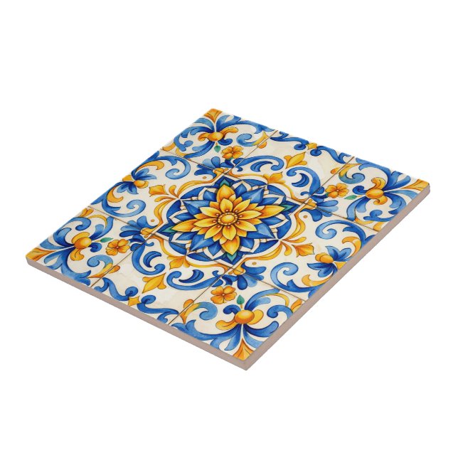 Cerâmica Azulejo de Carnaval de Pétala Ensolarada (Lateral)