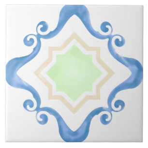 Cerâmica Azulejo de Casa Azul e Mint Estrela do Mediterrâne