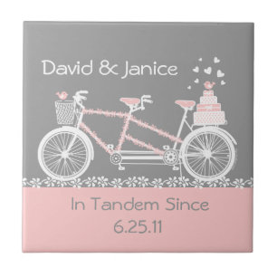 Cerâmica Azulejo de Casamento de Bicicleta Tandem Trivet