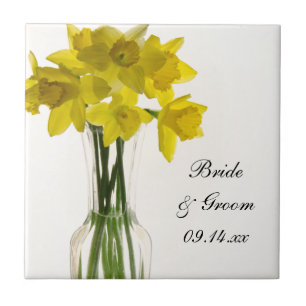 Cerâmica Azulejo de Casamento de Daffodils Amarelos