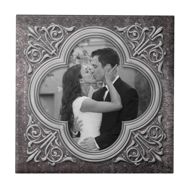 Cerâmica Azulejo de Casamento de Modelo de Foto de Quadro d (Frente)