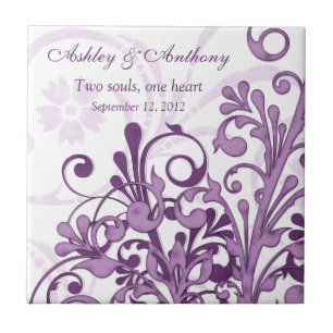 Cerâmica Azulejo de Casamento Personalizado Púrpura White F