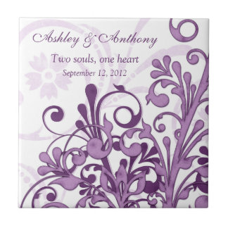Cerâmica Azulejo de Casamento Personalizado Púrpura White F