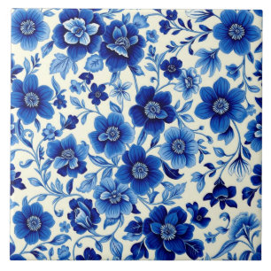 Cerâmica azulejo de cascata de flor azul