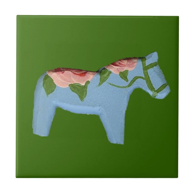 Cerâmica Azulejo de Cavalo Azul Claro (Frente)