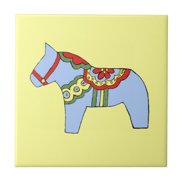 Cerâmica Azulejo de Cavalo Azul Claro (Frente)