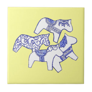 Cerâmica Azulejo de Cavalo Azul e Branco