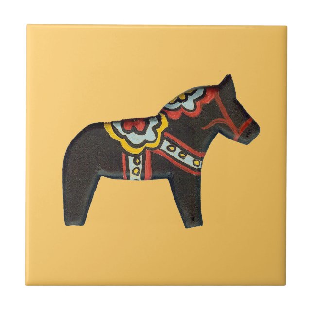 Cerâmica Azulejo de Cavalo Negro (Frente)