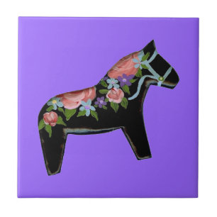 Cerâmica Azulejo de Cavalo Negro virado para a direita