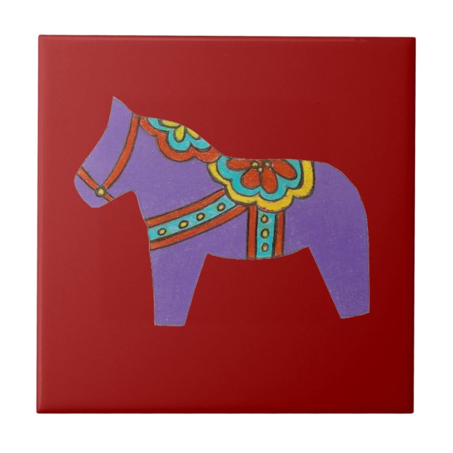 Cerâmica Azulejo de Cavalo Roxo (Frente)