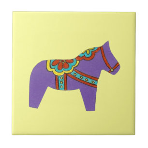 Cerâmica Azulejo de Cavalo Roxo virado para a direita