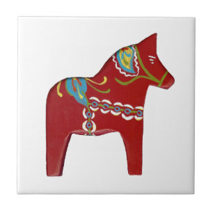 Cerâmica Azulejo de Cavalo Vermelho
