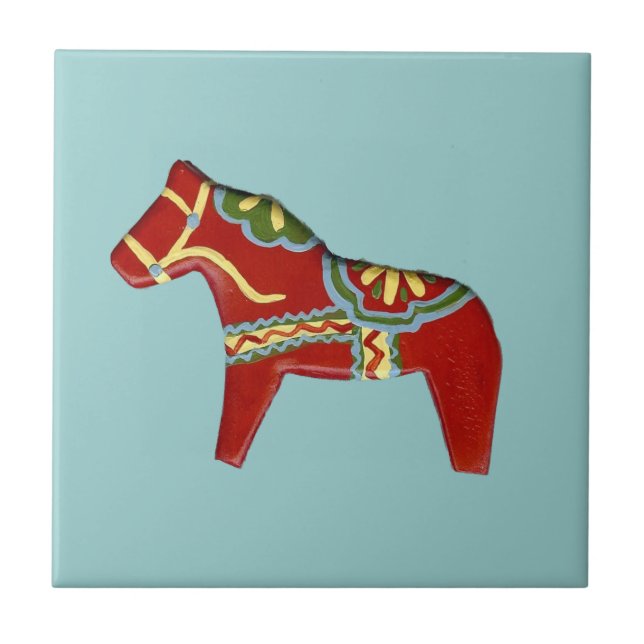 Cerâmica Azulejo de Cavalo Vermelho Dala à Esquerda (Frente)