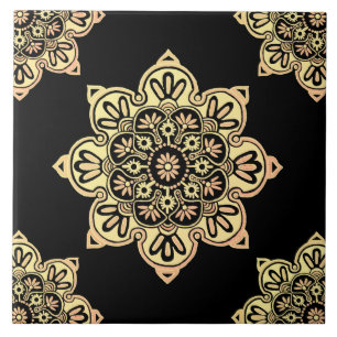 Cerâmica Azulejo de cerâmica, Medalhão Amarelo em Preto
