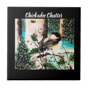 Cerâmica Azulejo de Chickadeter de Natal
