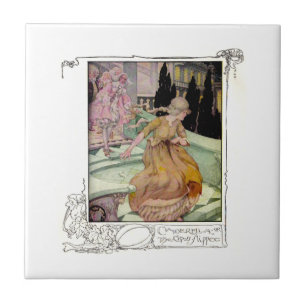 Cerâmica Azulejo de Cinderella da ilustração do vintage