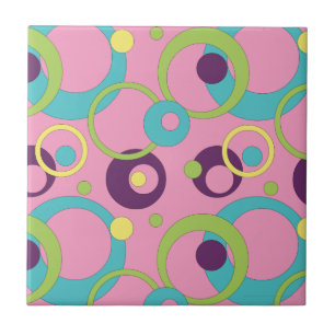 Cerâmica Azulejo de Círculos Rosa Funky