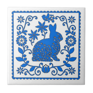 Cerâmica Azulejo de coelho azul, adicionar Azulejo de texto