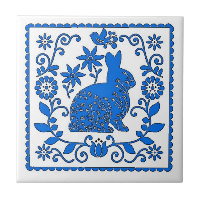 Cerâmica Azulejo de coelho azul, adicionar Azulejo de texto (Frente)