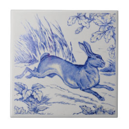 Cerâmica Azulejo de Coelho Azul de Colheita Repro Antique W