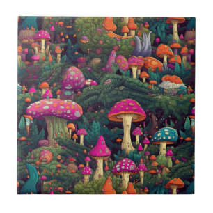 Cerâmica Azulejo de Cogumelos Whimsical
