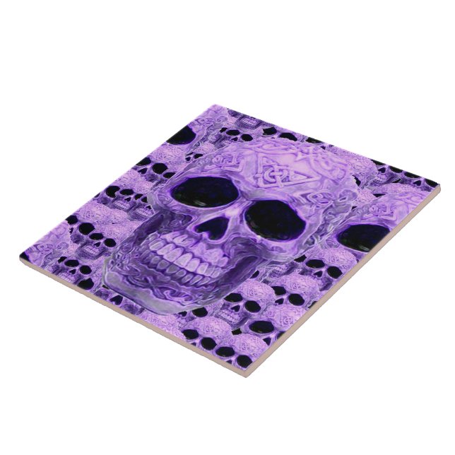 Cerâmica Azulejo de colagem do crânio roxo (Lateral)