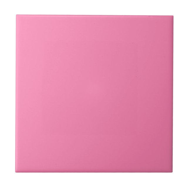 Cerâmica Azulejo de cor sólida rosa brilhante (Frente)