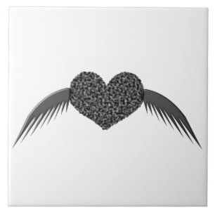 Cerâmica Azulejo de Coração de Amor com Ala Gótica