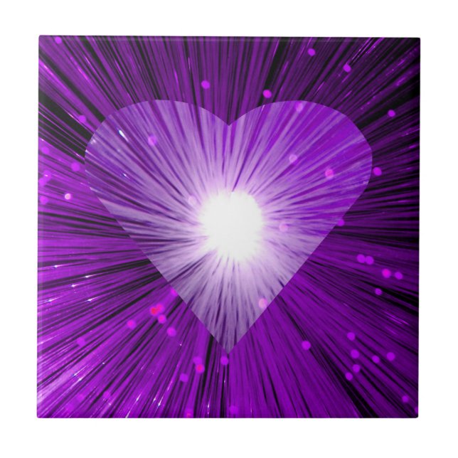 Cerâmica Azulejo de Coração Roxo (Frente)